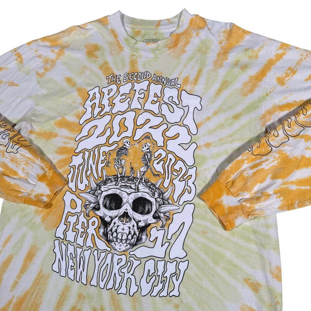 ApeFest 2022 Long Sleeve Tie Dye Skull Skeleton Graphic Tee XL‎